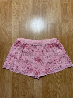 Peppermayo Pink Embellished Floral Shorts